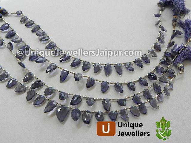 Iolite Faceted Uneven Leaf Beads
